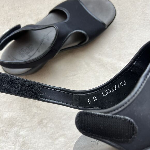 SAS Harmony Black Mesh Tripad Comfort Flat Sandal Women 5 Adjustable Strap USA - Picture 12 of 16
